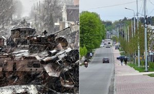Bucza już odbudowana? Szokujące zestawienie dwóch zdjęć ukraińskiego miasta