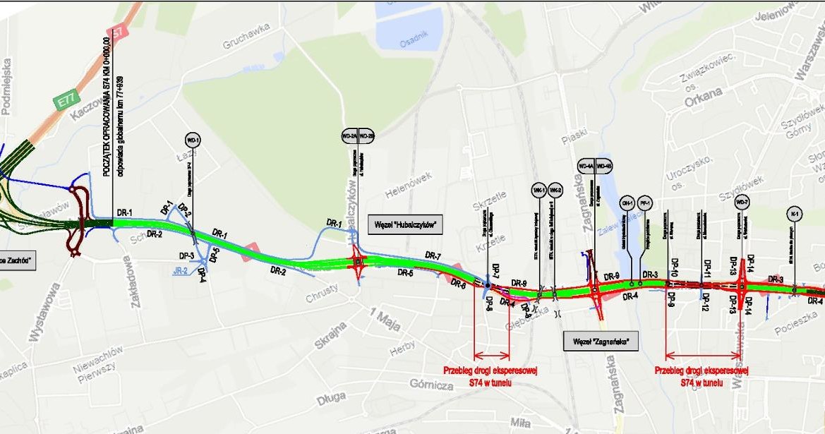 Budowa drogi S74 na terenie Kielc /GDDKiA