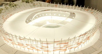Budowa stadionu ma skończyć się w połowie 2011 r. i kosztować ponad 1,5 mld zł /AFP