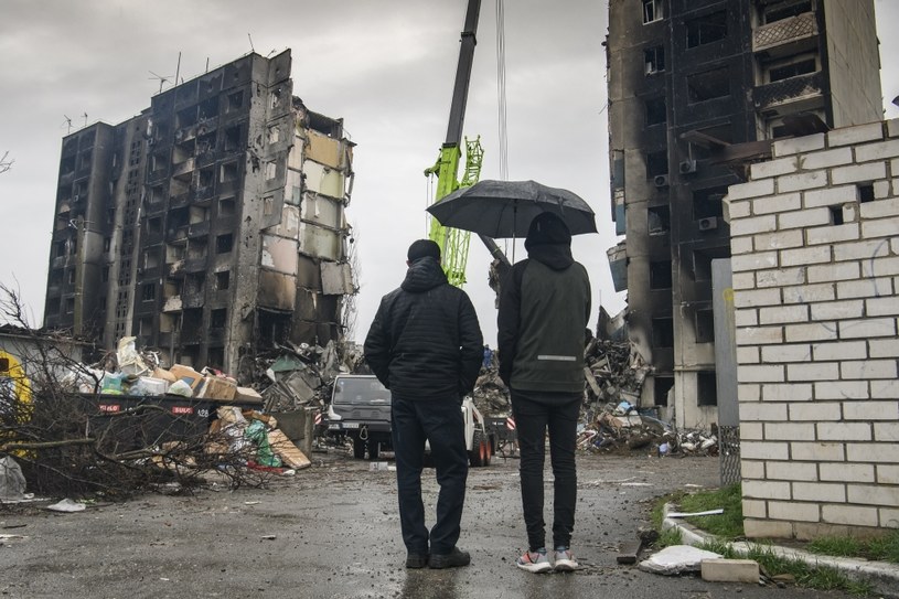 Budynek zniszczony przez Rosjan w Borodziance pod Kijowem /Nur Photo /East News
