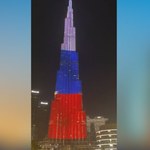 Burdż Chalifa - najwyższy budynek świata - w barwach flagi Rosji