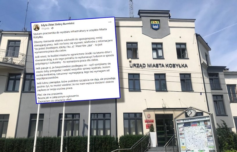 Burmistrz opublikowała szczerą ofertę pracy /Urząd Miasta Kobyłki /materiały prasowe