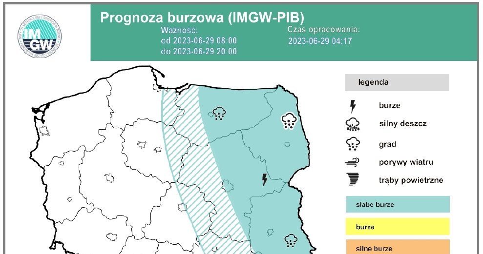 Burze  i deszcze możliwe ba wschodzie i północnym wschodzie kraju /IMGW /