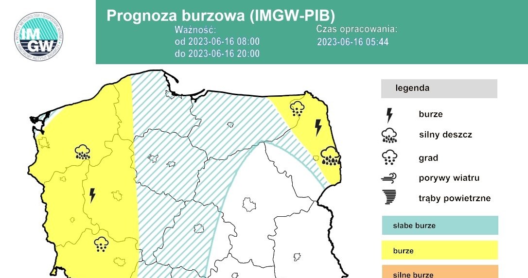 Burze i ulewne deszcze w piątek pojawią się w dużej części kraju /IMGW /
