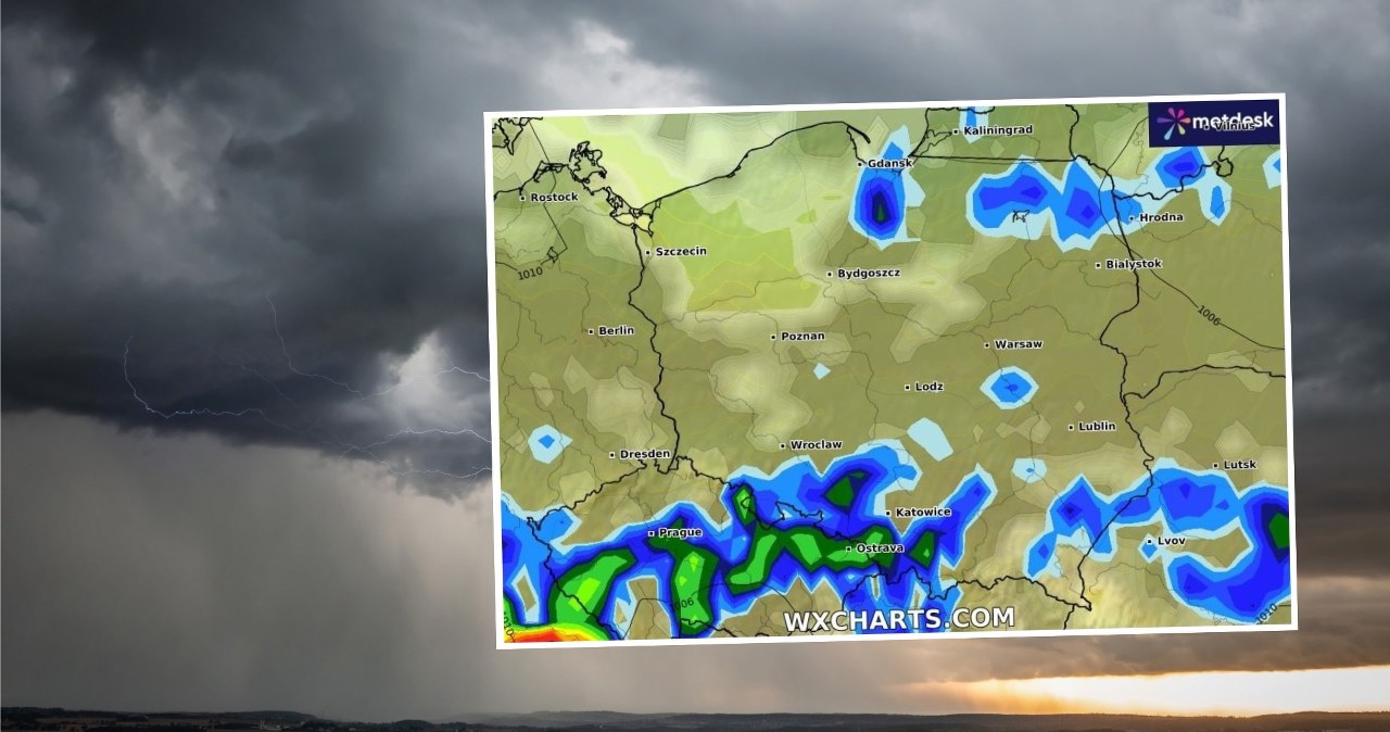 Burze w poniedziałek pojawią się na południu i wschodzie kraju. Wydano alerty IMGW dla łącznie siedmiu województw /patrykkosmider/123rf/WXCHARTS /