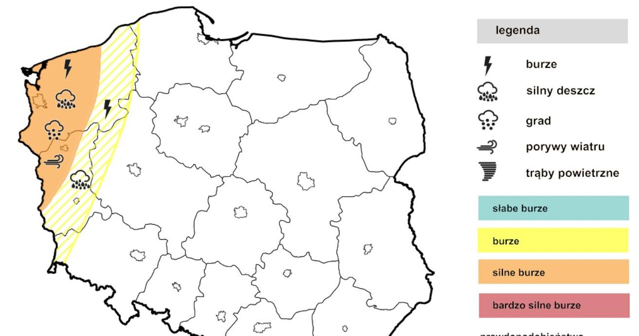 Burze z gradem pojawią się po południu i wieczorem na zachodzie /IMGW /