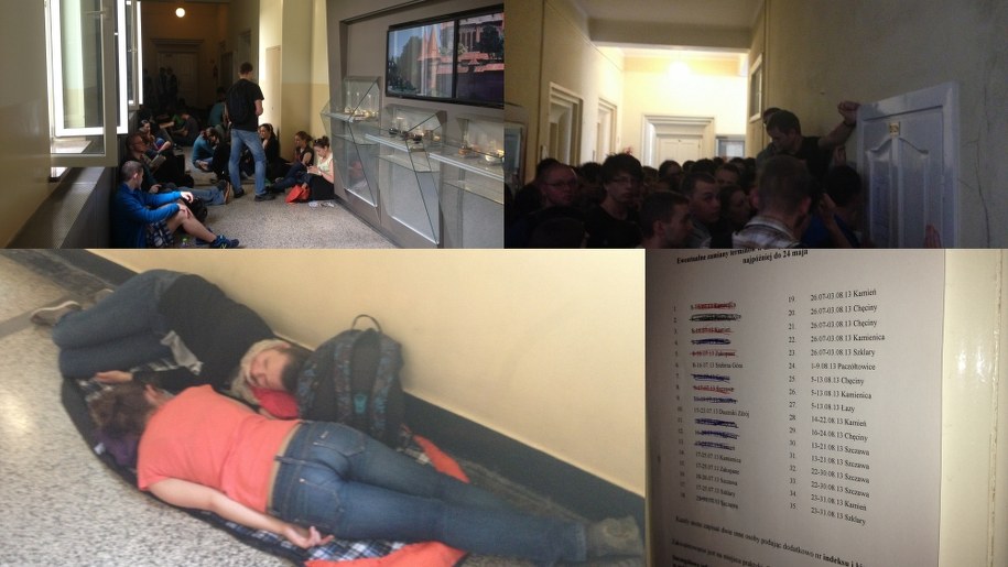 By zarejestrować się w najdogodniejszym terminie, studenci spędzili przed uczelnią całą noc /Maciej Grzyb /RMF FM