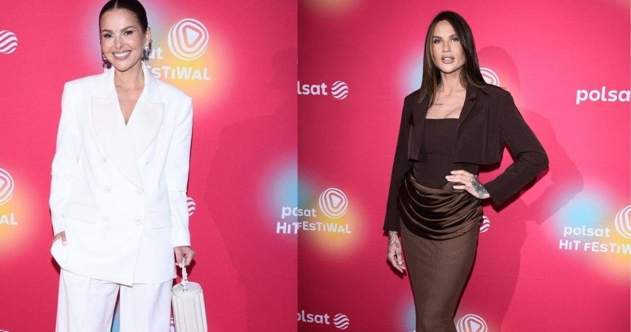 Cała na biało Paulina Sykut-Jeżyna oraz odziana w efektowny brąz Karolina Gilon również pojawiły się na Polsat Hit Festiwalu. /MWMedia/AKPA