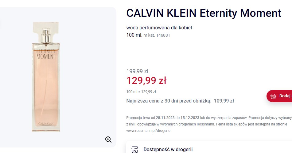 Calvin Klein Eternity Moment teraz taniej w Rossmannie /Rossmann /INTERIA.PL