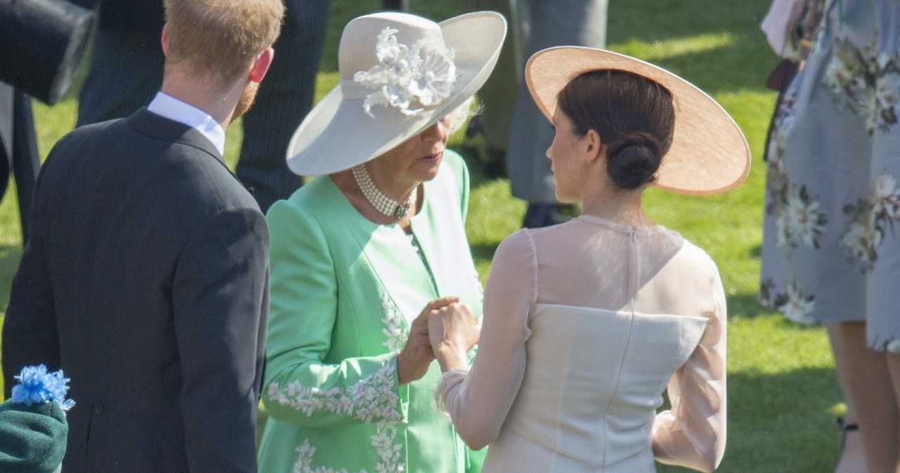 Camilla, książę Harry i Meghan /Getty Images