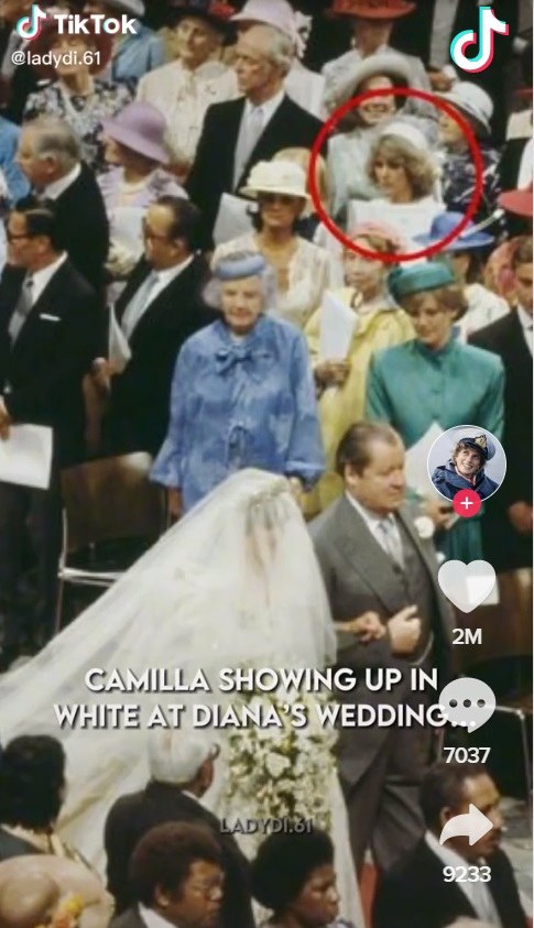 Camilla na ślubie Diany /https://www.tiktok.com/@abriefupdate/ /materiał zewnętrzny