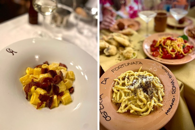 Carbonara - najpopularniejsze danie kuchni rzymskiej, znane na całym świecie /Agnieszka Maciaszek /archiwum prywatne