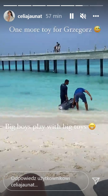 Celia Jaunat i Grzegorz Krychowiak na Malediwach fot. Instagram (instagram.com/celiajaunat) /Instagram