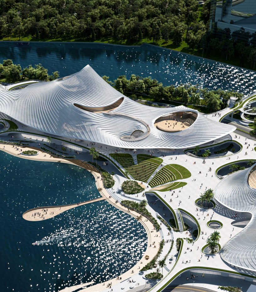 Centrum Sztuki Nanhai ma wyglądać jak fala wyłaniająca się z tafli wody / MAD Architects  /materiały prasowe