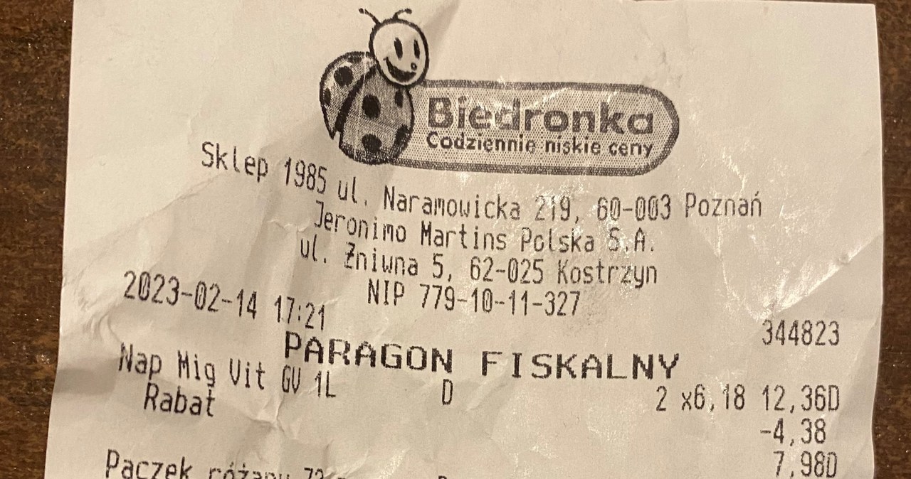 ceny pączków na tłusty czwartek na paragonie z Biedronki /Przemysław Terlecki /INTERIA.PL