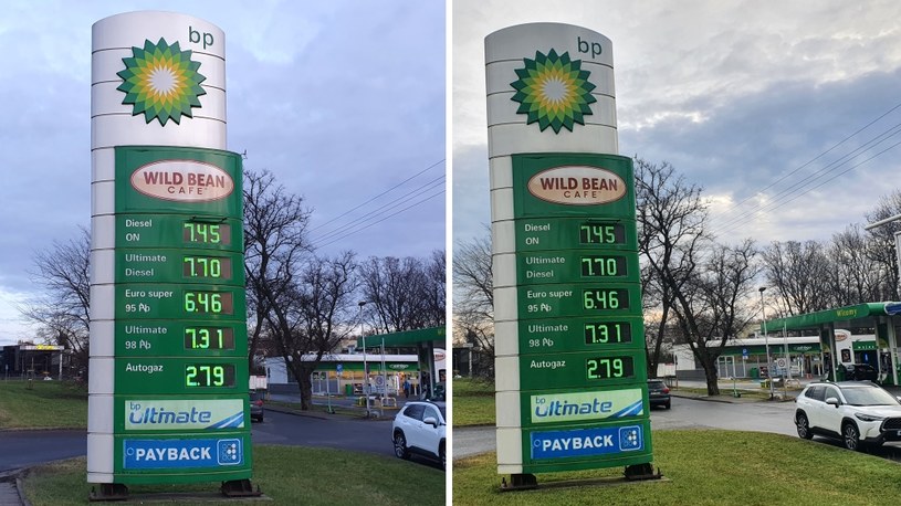 Ceny paliw na stacji BP 31 grudnia 2022 oraz 1 stycznia 2023 /INTERIA.PL