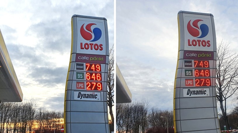 Ceny paliw na stacji Lotos 31 grudnia 2022 oraz 1 stycznia 2023 /INTERIA.PL