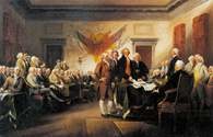 Ceremonia podpisania Deklaracji Niepodległości Stanów Zjednoczonych, w środku Thomas Jefferson t /Encyklopedia Internautica
