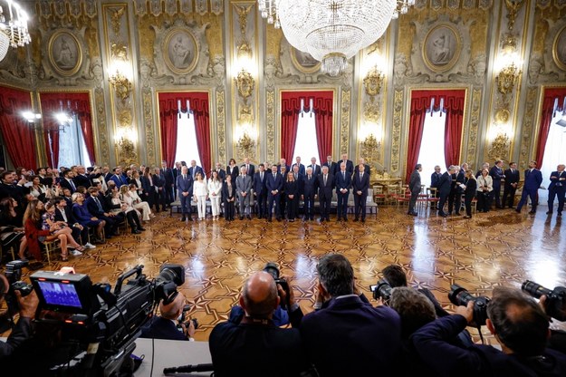 Ceremonia zaprzysiężenia nowego rządu odbyła się w Pałacu Kwirynalskim w Rzymie /Fabio Frustaci /PAP/EPA