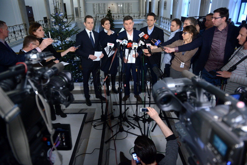 Cezary Tomczyk, Joanna Mucha, Jan Grabiec i Rafał Trzaskowski /Jakub Kamiński   /PAP