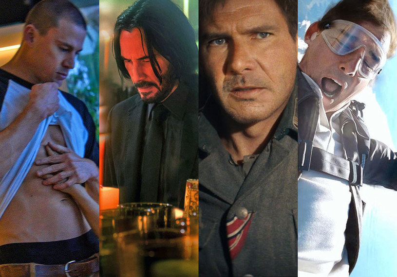 Channing Tatum (Magic Mike), Keanu Reeves (John Wick), Harrison Ford (Indiana Jones) i Tom Cruise (Ethan Hunt) /materiały dystrybutora
