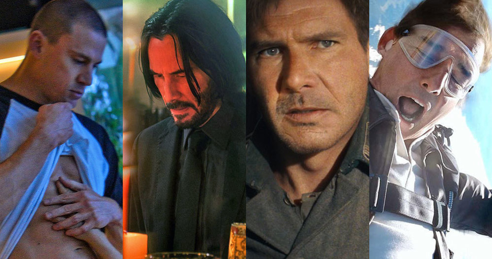 Channing Tatum (Magic Mike), Keanu Reeves (John Wick), Harrison Ford (Indiana Jones) i Tom Cruise (Ethan Hunt) /materiały dystrybutora