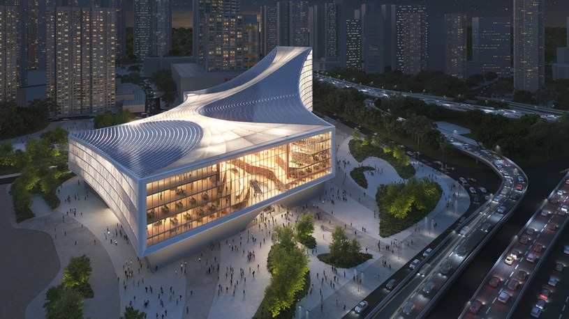 Charakterystyczne duże okna w bibliotece /mvrdv.nl /materiały prasowe