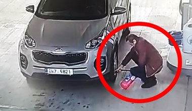 Chciał tylko napompować koło. Nagranie z monitoringu stało się hitem