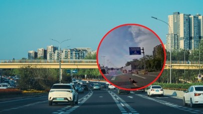 Chiny: Niemowlę raczkowało na ruchliwej autostradzie NAGRANIE