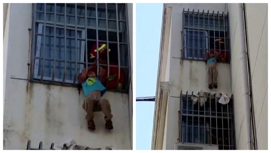 Chłopiec zwisał z 5. piętra /Zrzut ekranu