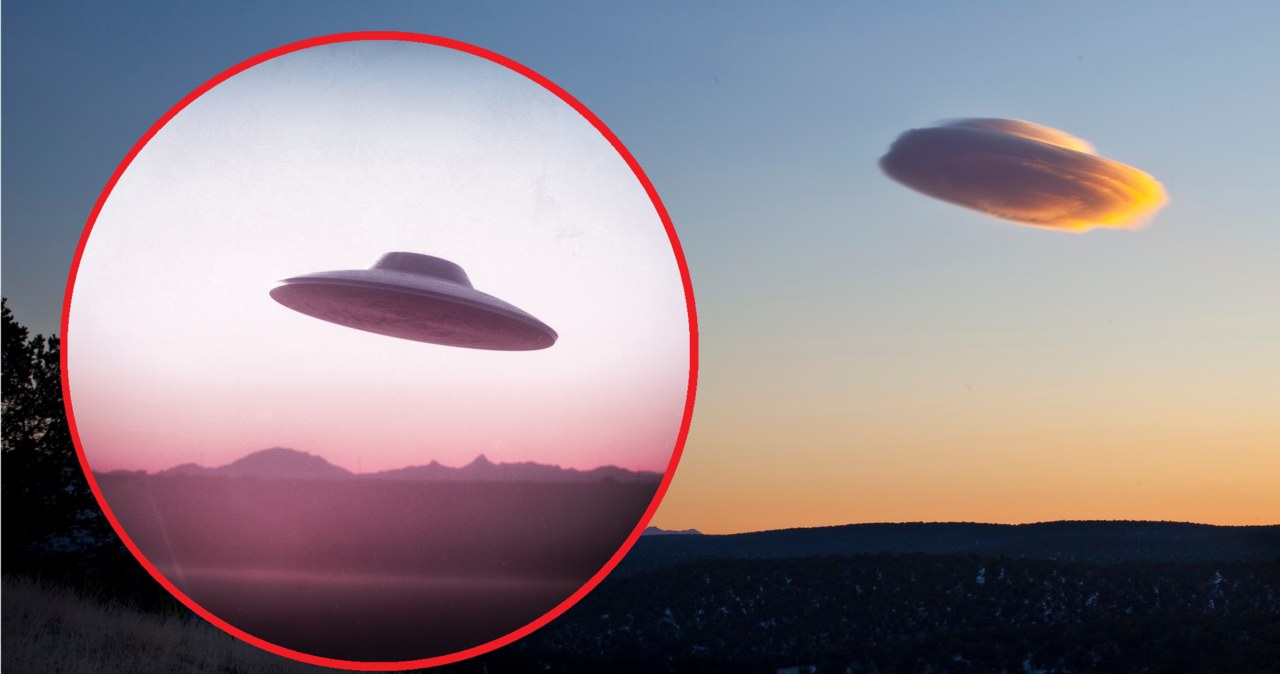 Chmury soczewkowate często ze względu na swój niecodzienny kształt często są mylone z UFO. Z prawej strony: chmura soczewkowata. Z lewej: wizja artystyczna latającego spodka /123rf/Bob Wick/Bureau of Land Management/Wikimedia Commons /