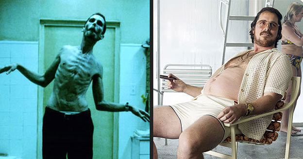 Christian Bale w "Mechaniku" (L) i "American Hustle" (P) /materiały prasowe