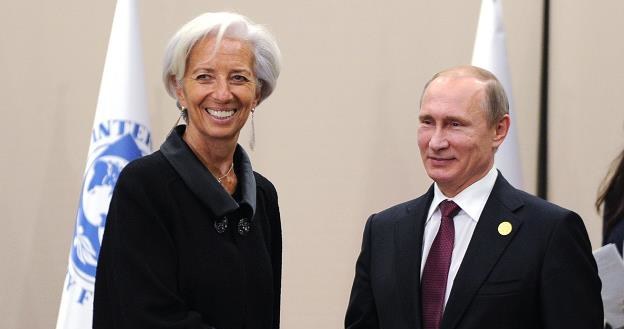 Christina Lagarde  szefowa MFW i Prezydent Putin /AFP