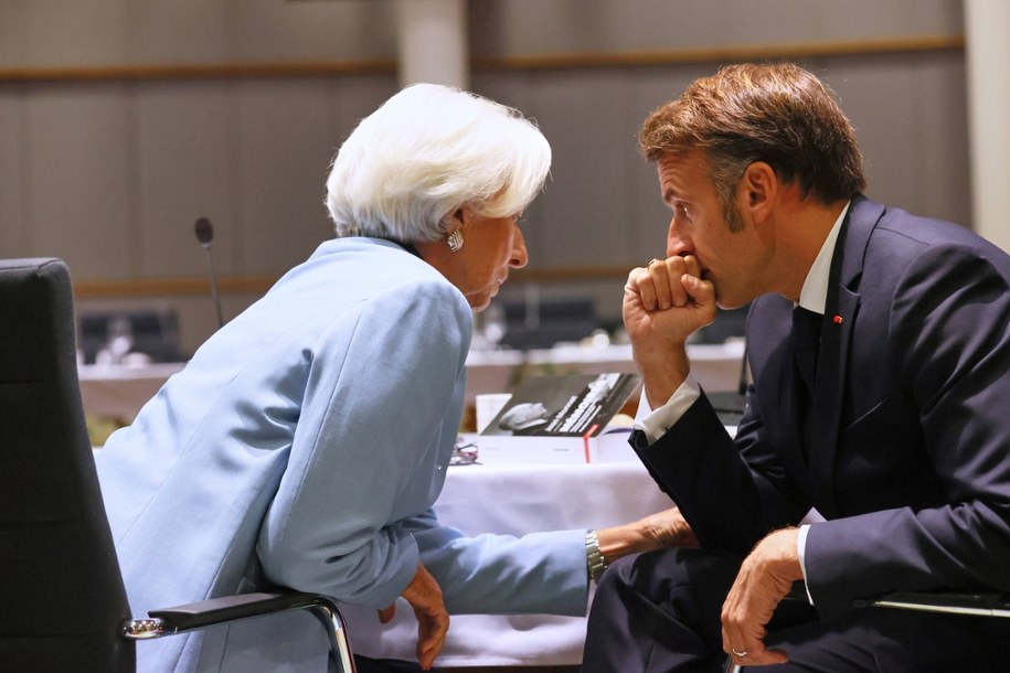 Christine Lagarde i Emmanuel Macron podczas szczytu UE /FRANCOIS WALSCHAERTS / POOL /PAP/EPA