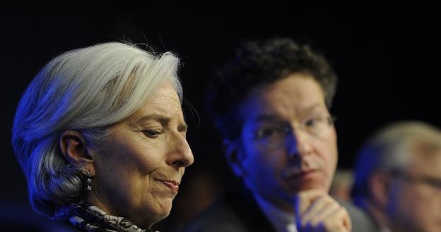 Christine Lagarde (L), dyrektor zarządzająca MFW i Jeroen Dijsselbloem, szef eurogrupy /AFP