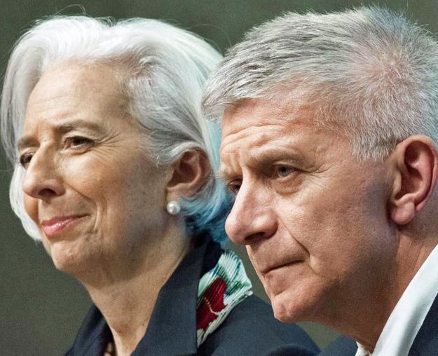 Christine Lagarde (L), szefowa MFW i Marek Belka /AFP