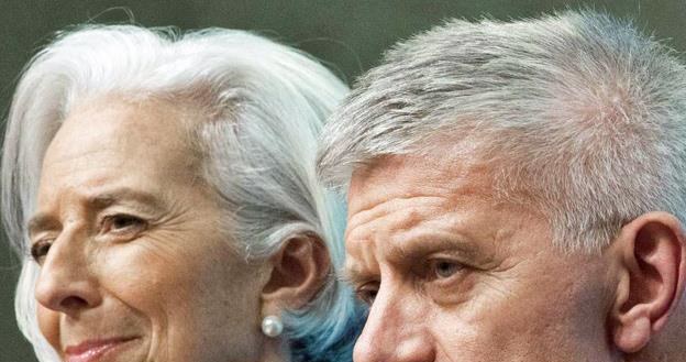 Christine Lagarde (L), szefowa MFW i Marek Belka /AFP