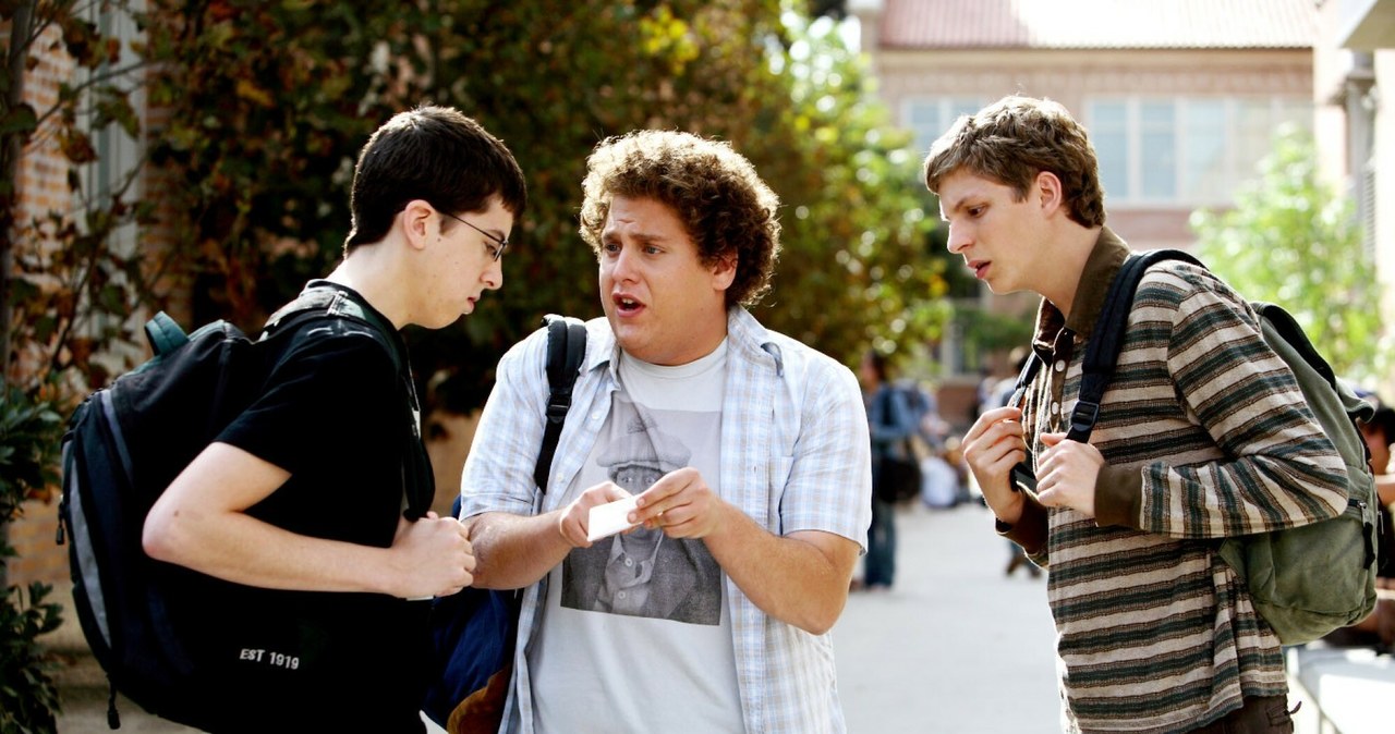 Christopher Mintz-Plasse, Jonah Hill i Michael Cera w filmie "Supersamiec" /Columbia Pictures/Courtesy Everett Collection /East News