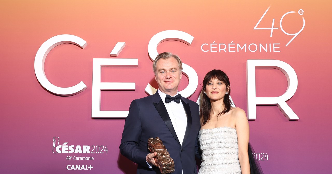 Christopher Nolan z Cezarem i Marion Cotillard u boku /Marc Piasecki/WireImage /Getty Images