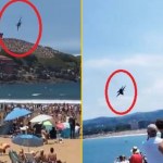 Chwile grozy na zatłoczonej plaży. Zobacz niewiarygodny manewr pilota FILMY 