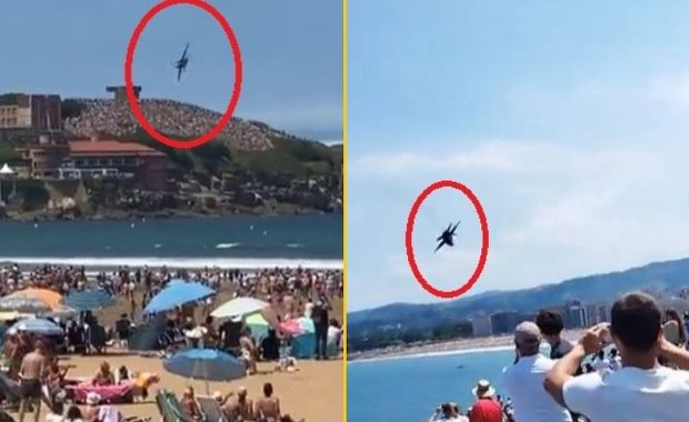 Chwile grozy na zatłoczonej plaży. Zobacz niewiarygodny manewr pilota FILMY 