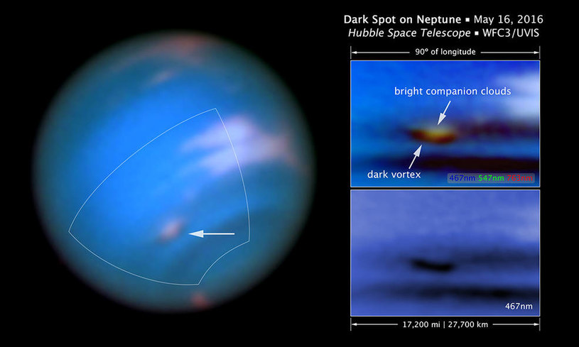 Ciemny wir w atmosferze Neptuna /materiały prasowe