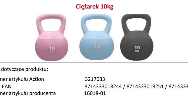 Ciężarek 10 kg Via Chassé w Action /Action/screenshot /INTERIA.PL