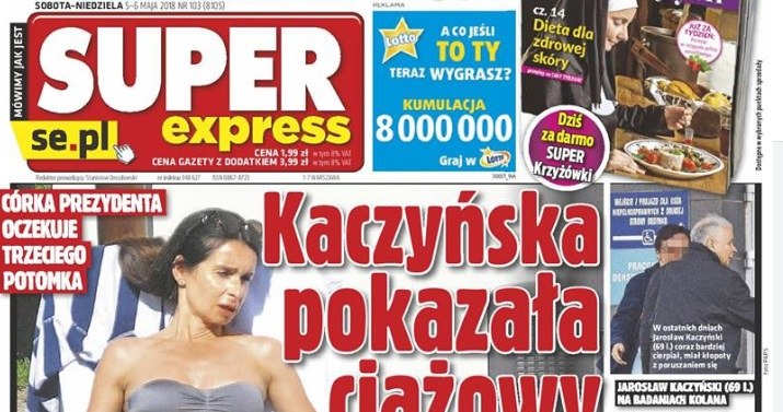 Ciężarna Marta na plaży i na okładce "Super Expressu" /materiały promocyjne