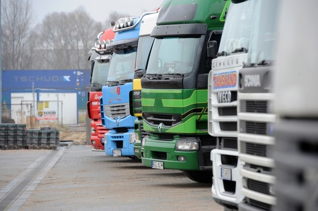 Ciężarówki na parkingu w okolicach portu szczecińskiego /Marcin Bielecki /PAP