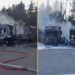 Ciężarówki stanęły w ogniu blisko stacji paliw. O krok od tragedii w Łódzkiem