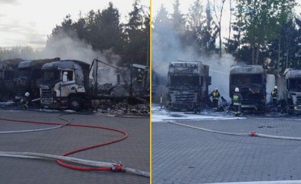 Ciężarówki stanęły w ogniu blisko stacji paliw. O krok od tragedii w Łódzkiem