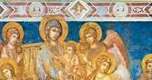 Cimabue, Madonna z Dzieciątkiem na tronie, fresk z kościoła  w Asyżu, 1279-85 /Encyklopedia Internautica