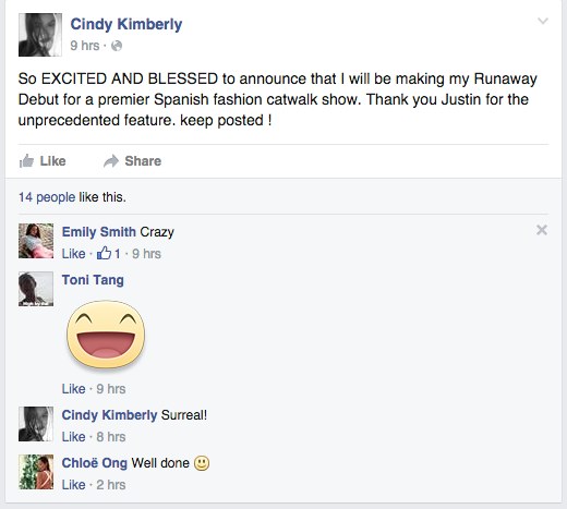 Cindy Kimberly na Facebooku /