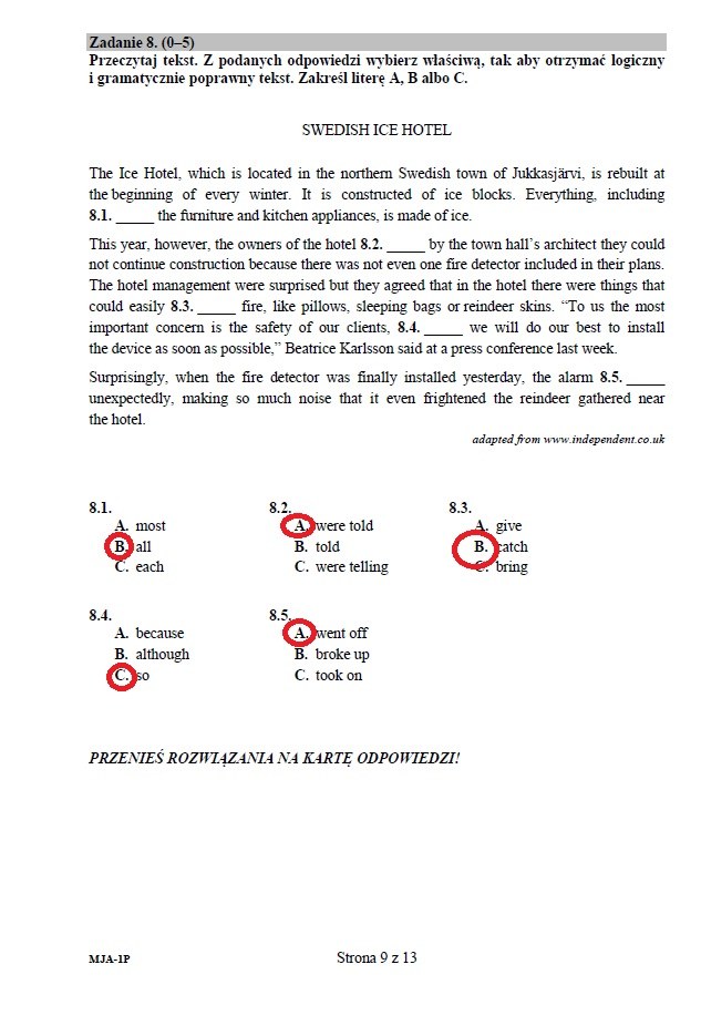 Matura Z Języka Angielskiego 2015: Arkusz I Odpowiedzi, Poziom ...